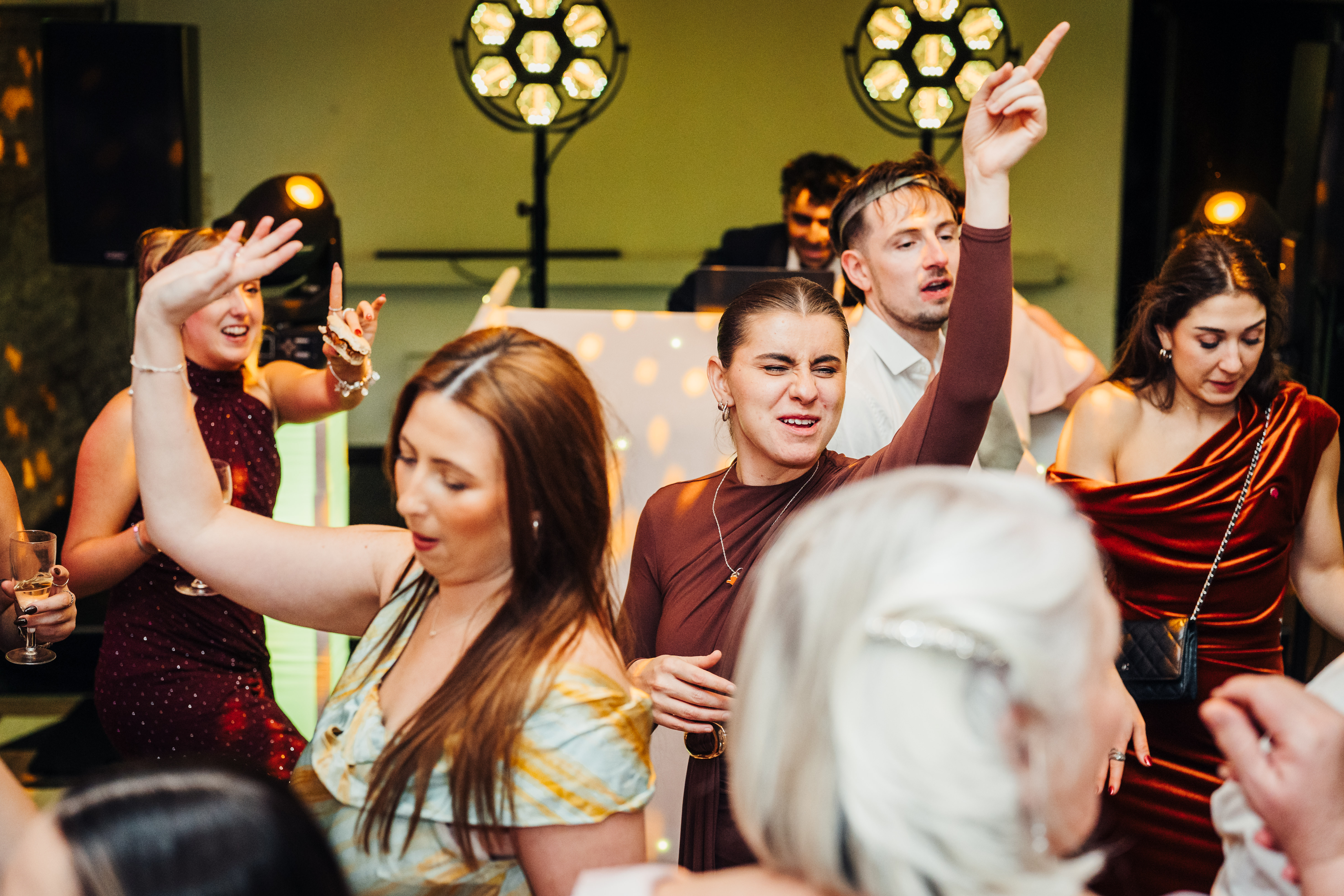 Wedding dance floor with DJ lighting in Leicestershire